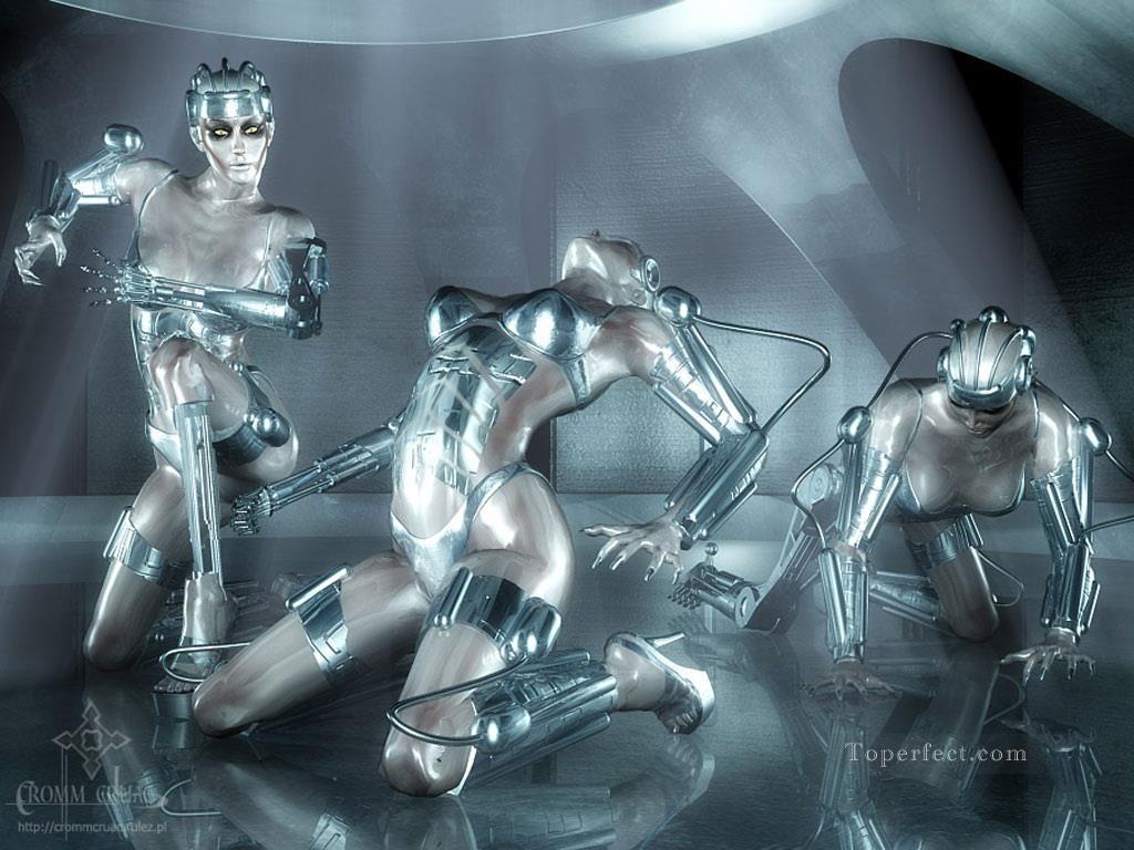 Roboter Nacktheit fantastischer Ölgemälde